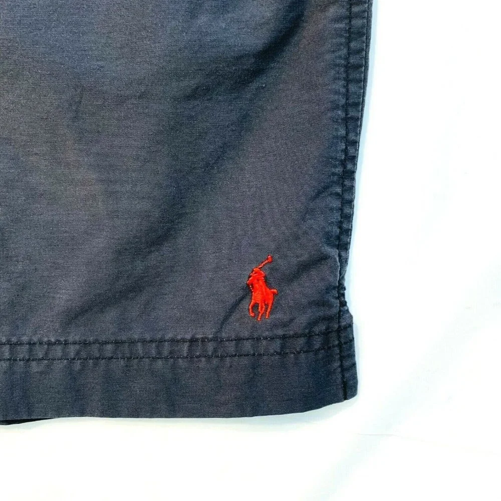 Vintage Polo Sport Ralph Lauren Swim Trunks Mesh Lined Cotton Nylon Gray Mens XL